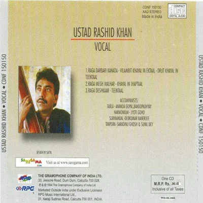 Sahaswan Gharana Rashid Khan Vol 1 Vocal Mp3 Songs Download